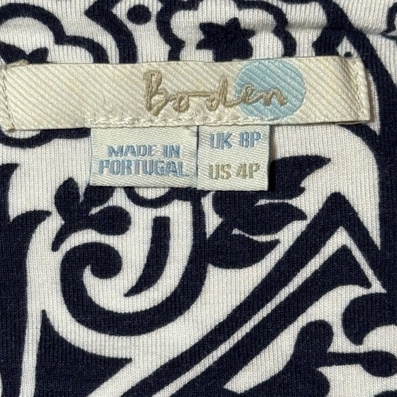 Boden Jersey 3/4 Sleeve Paisley Floral Wrap Maxi Dress Size 4P Navy/ White - Picture 5 of 8